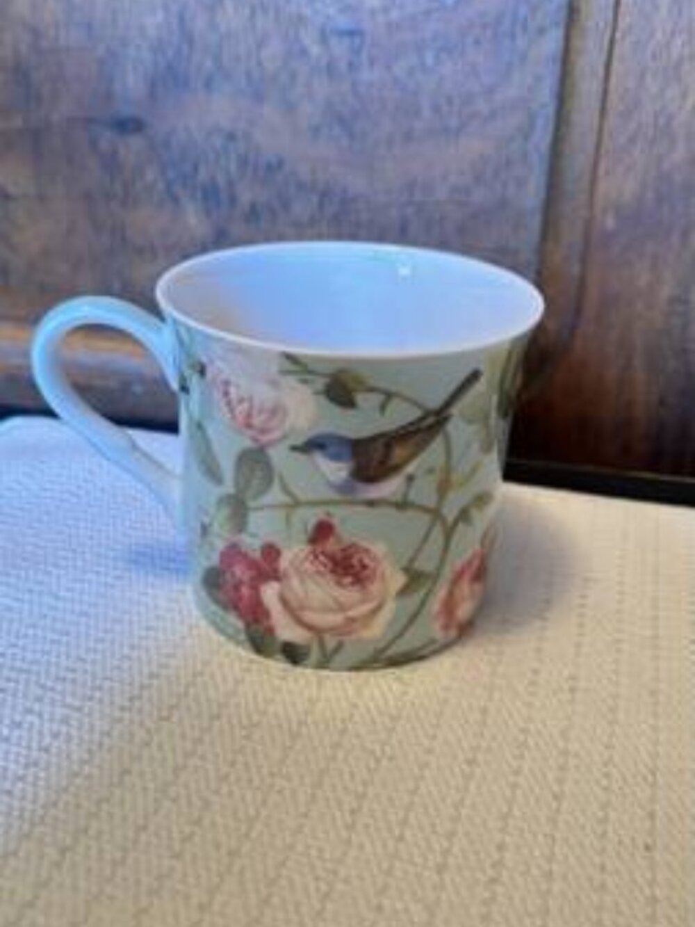 NEW! Stechcol Gracie Bone China Bird Flower Coffee Cup Mug Floral